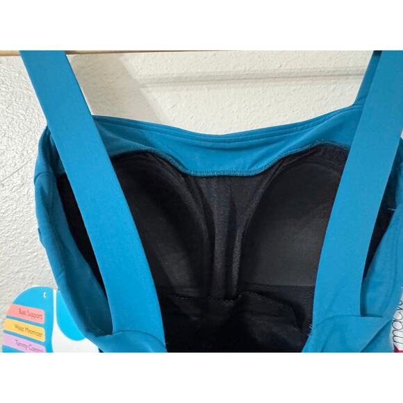 Swim Solutions Wide Strap Draped Front Tummy Control Swimsuit Size 12 NWT - Picture 3 of 4